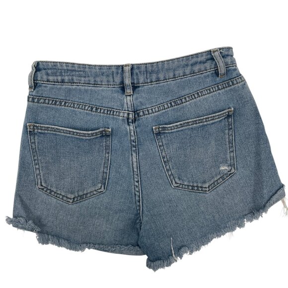 PACSUN Women's Mom Shorts Raw Hem Distressed 100% Cotton Denim Shorts Size 25 - Picture 9 of 13